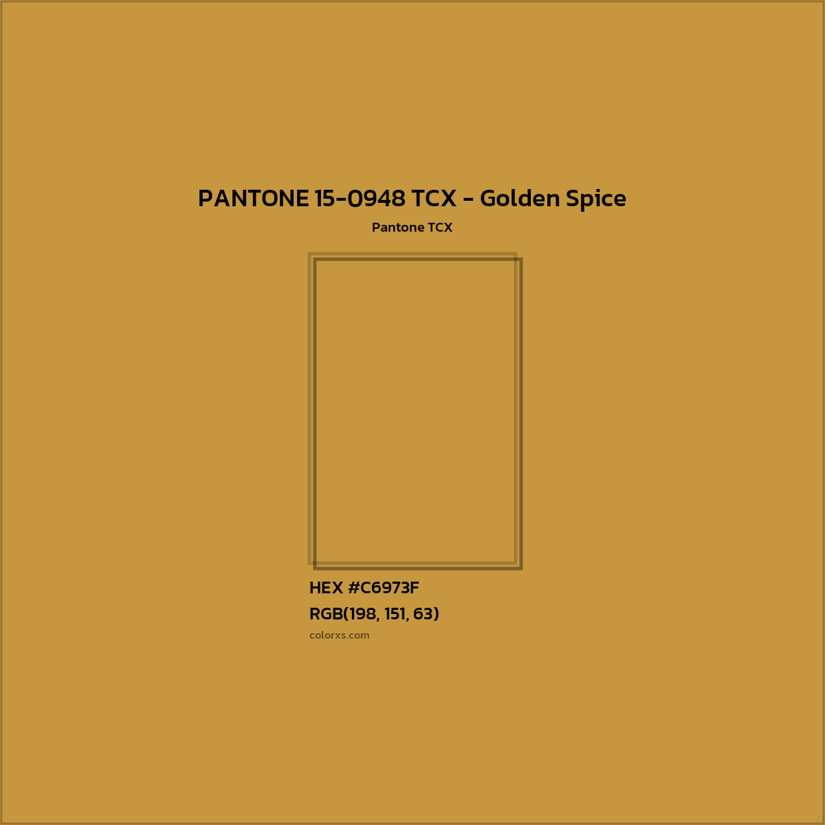 HEX #C6973F PANTONE 15-0948 TCX - Golden Spice CMS Pantone TCX - Color Code