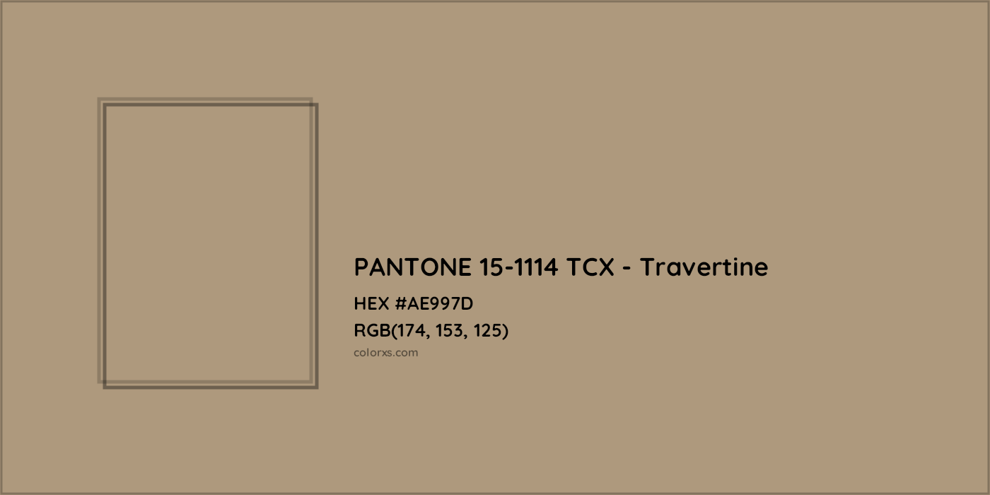 HEX #AE997D PANTONE 15-1114 TCX - Travertine CMS Pantone TCX - Color Code