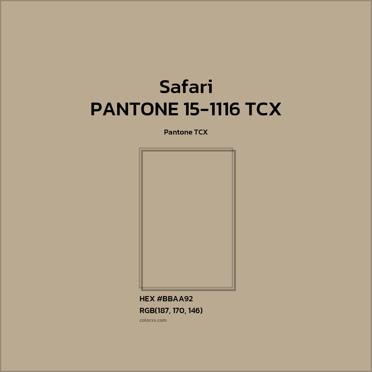 HEX #BBAA91 PANTONE 15-1116 TCX - Safari CMS Pantone TCX - Color Code