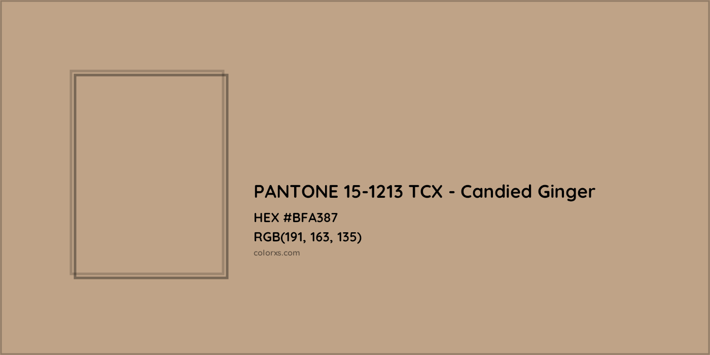 HEX #BFA387 PANTONE 15-1213 TCX - Candied Ginger CMS Pantone TCX - Color Code