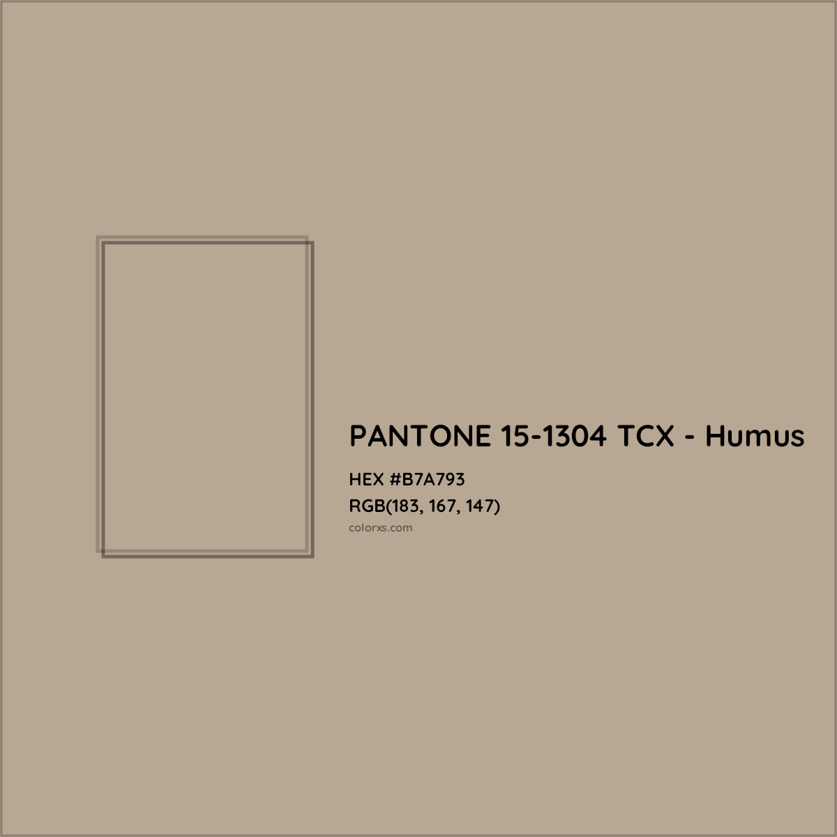 HEX #B7A793 PANTONE 15-1304 TCX - Humus CMS Pantone TCX - Color Code