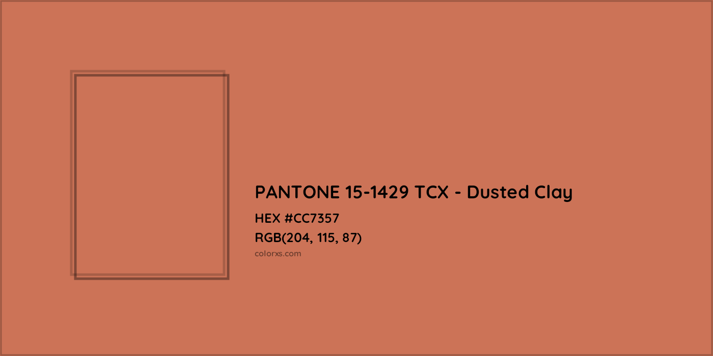 HEX #CC7357 PANTONE 15-1429 TCX - Dusted Clay CMS Pantone TCX - Color Code