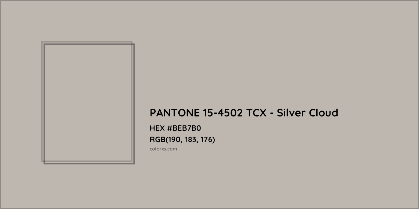 HEX #BEB7B0 PANTONE 15-4502 TCX - Silver Cloud CMS Pantone TCX - Color Code