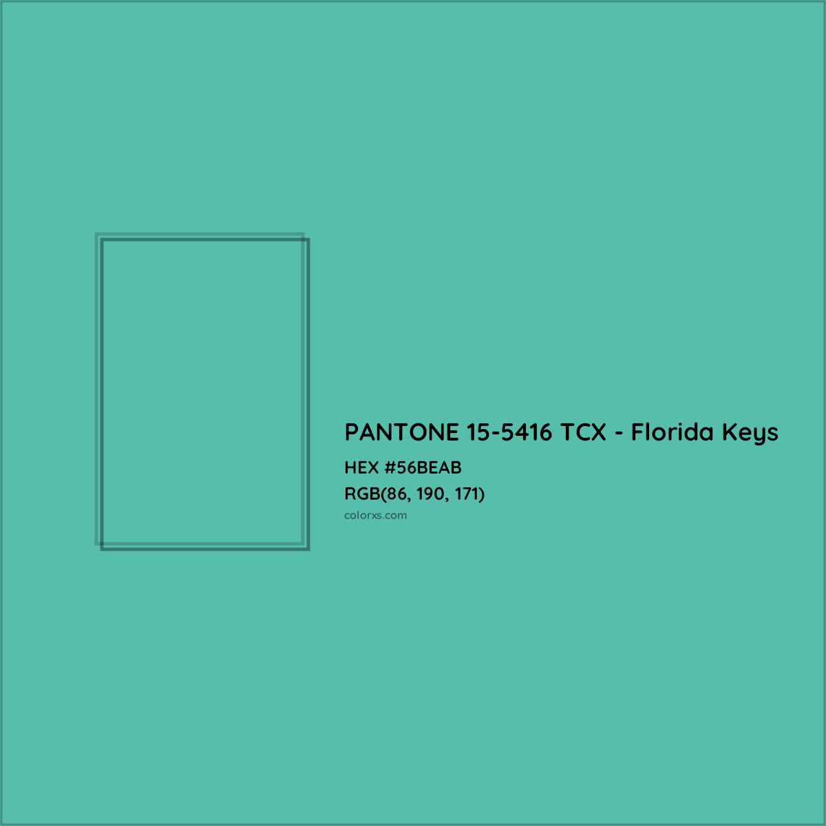 HEX #56BEAB PANTONE 15-5416 TCX - Florida Keys CMS Pantone TCX - Color Code