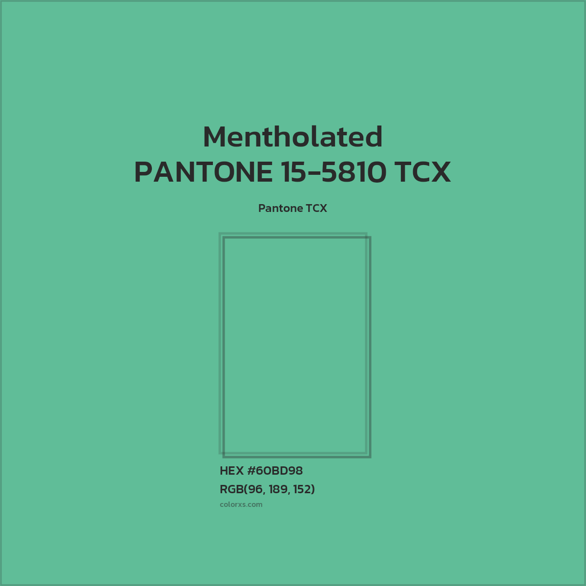 HEX #60BD98 PANTONE 15-5810 TCX - Mentholated CMS Pantone TCX - Color Code