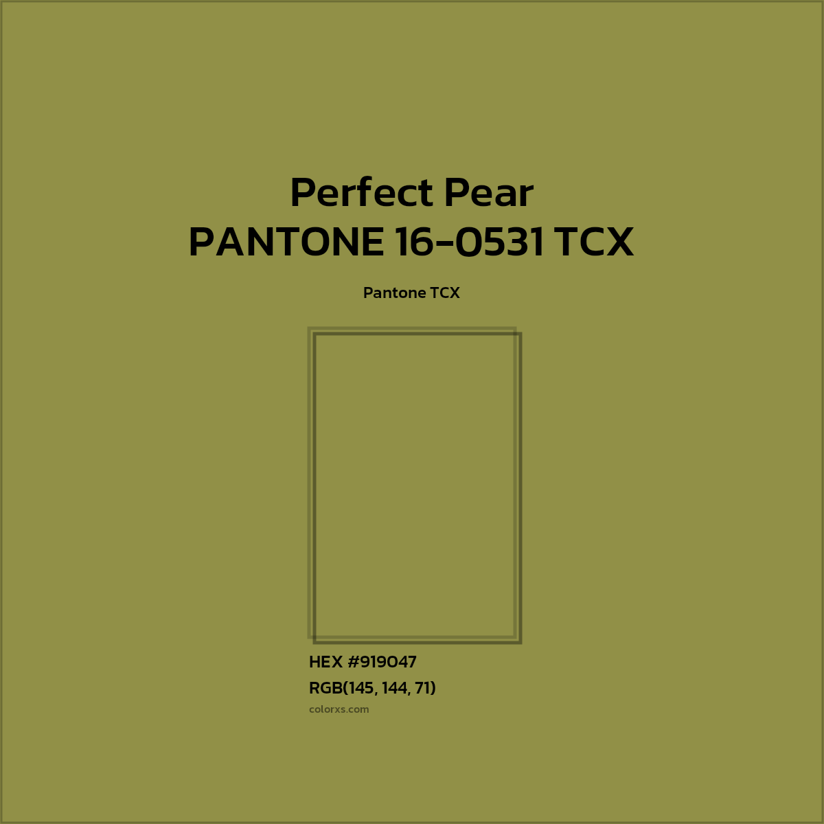 HEX #919047 PANTONE 16-0531 TCX - Perfect Pear CMS Pantone TCX - Color Code