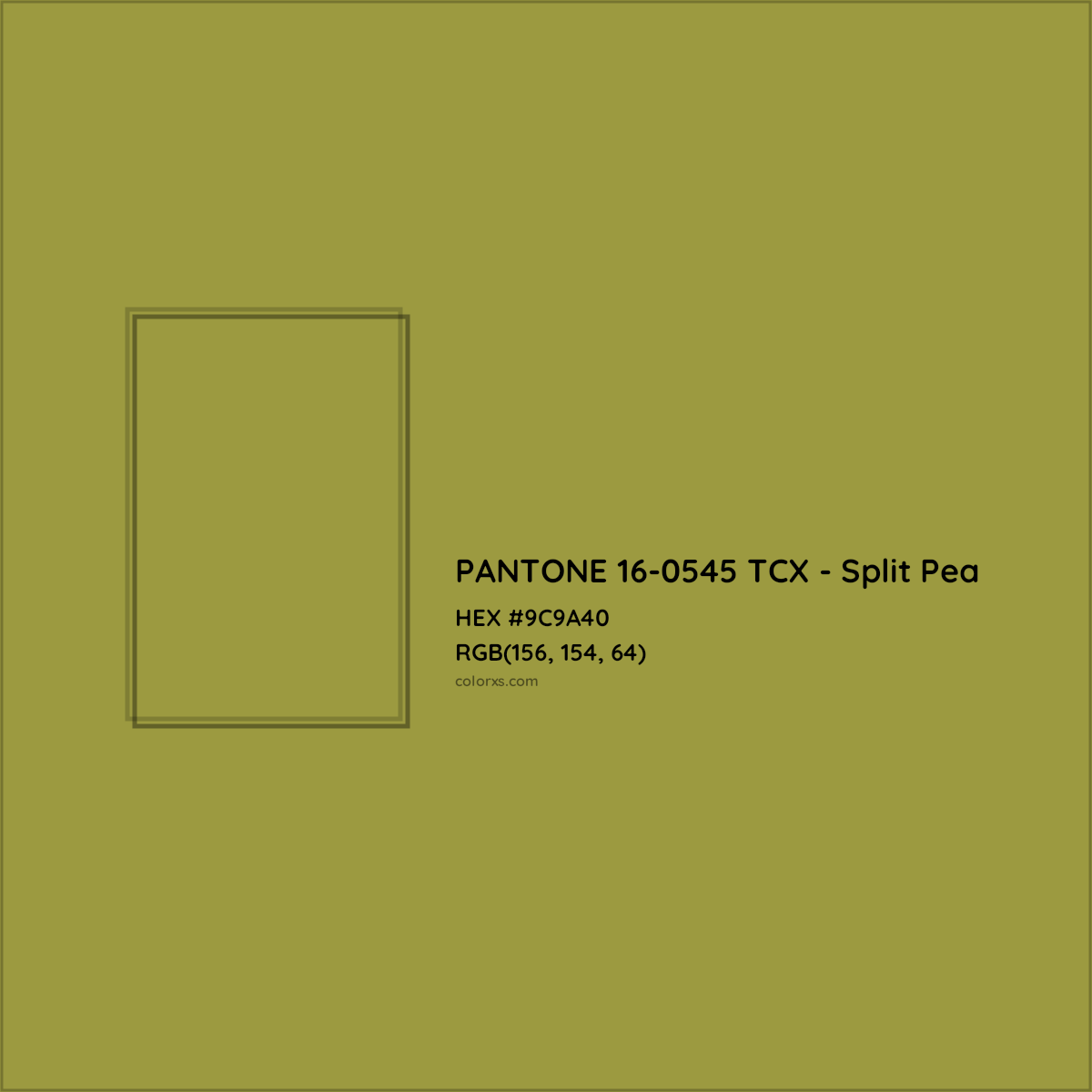 HEX #9C9A40 PANTONE 16-0545 TCX - Split Pea CMS Pantone TCX - Color Code