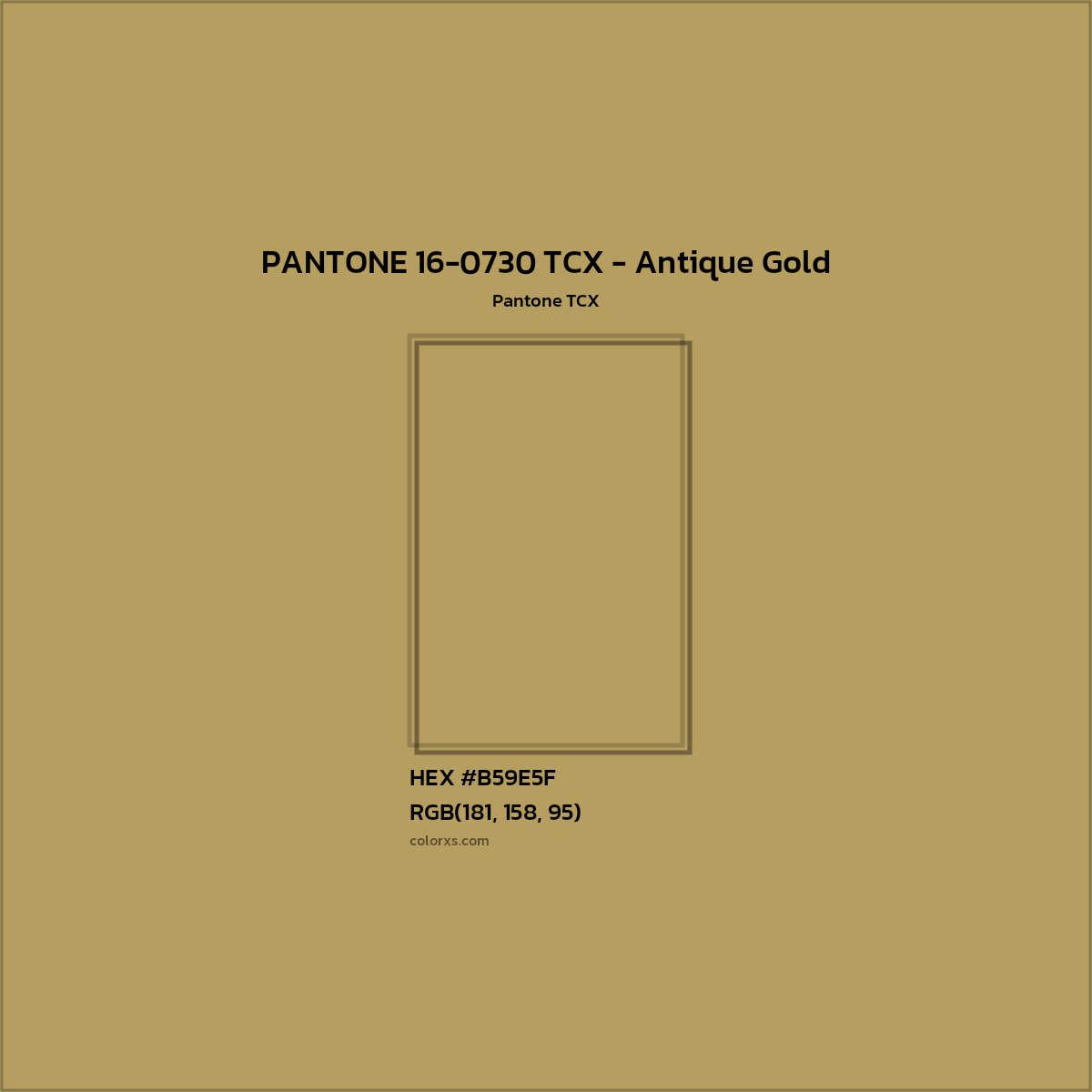 HEX #B59E5F PANTONE 16-0730 TCX - Antique Gold CMS Pantone TCX - Color Code