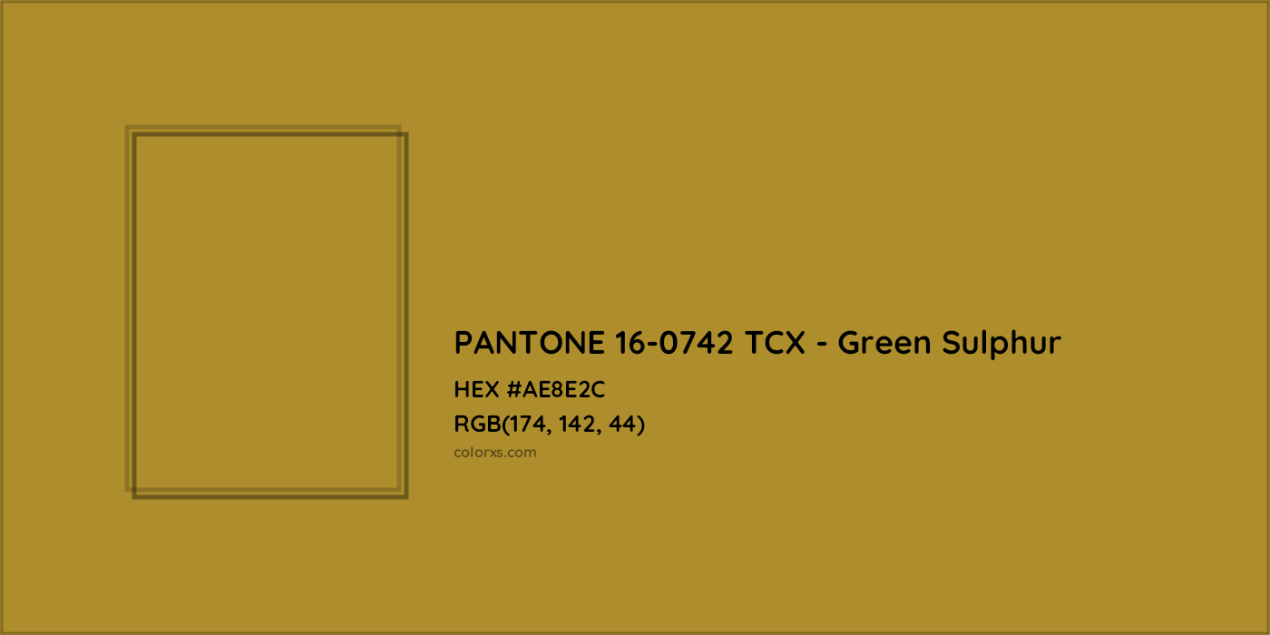 HEX #AE8E2C PANTONE 16-0742 TCX - Green Sulphur CMS Pantone TCX - Color Code