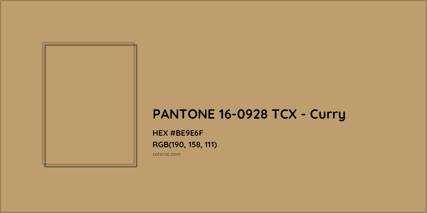 HEX #BE9E6F PANTONE 16-0928 TCX - Curry CMS Pantone TCX - Color Code