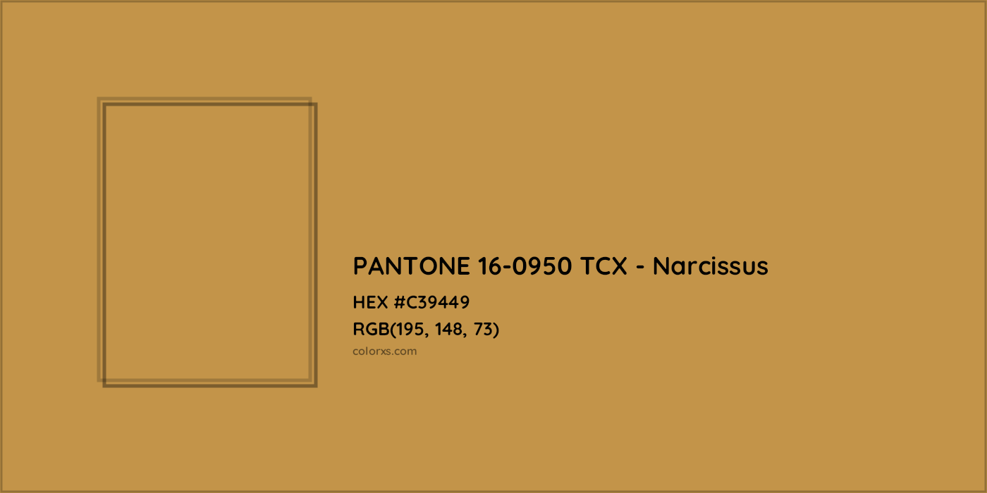 HEX #C39449 PANTONE 16-0950 TCX - Narcissus CMS Pantone TCX - Color Code