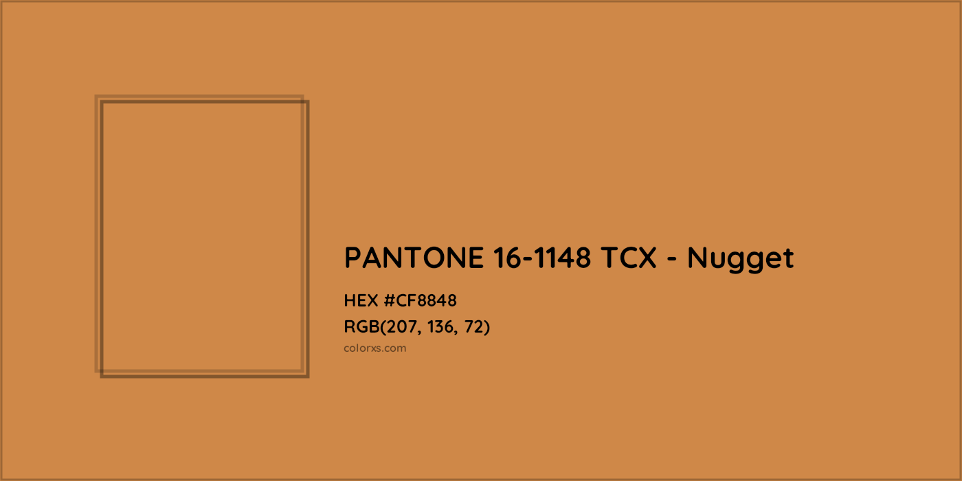 HEX #CF8848 PANTONE 16-1148 TCX - Nugget CMS Pantone TCX - Color Code