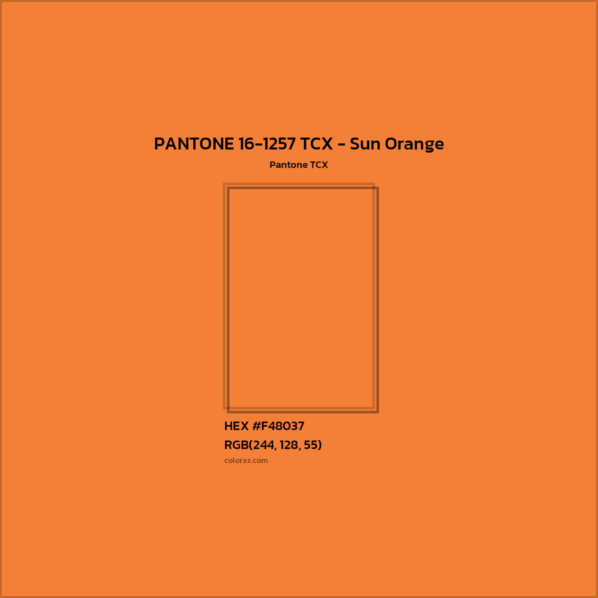 HEX #F48037 PANTONE 16-1257 TCX - Sun Orange CMS Pantone TCX - Color Code