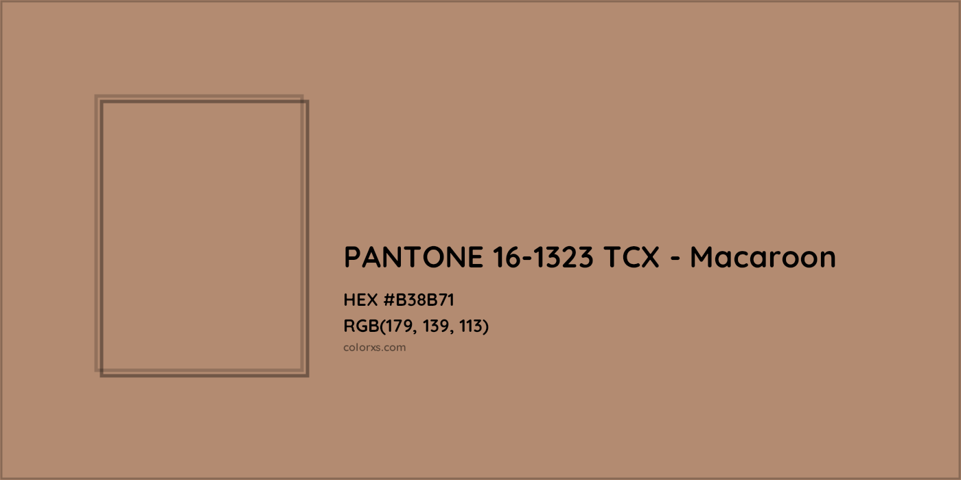 HEX #B38B71 PANTONE 16-1323 TCX - Macaroon CMS Pantone TCX - Color Code