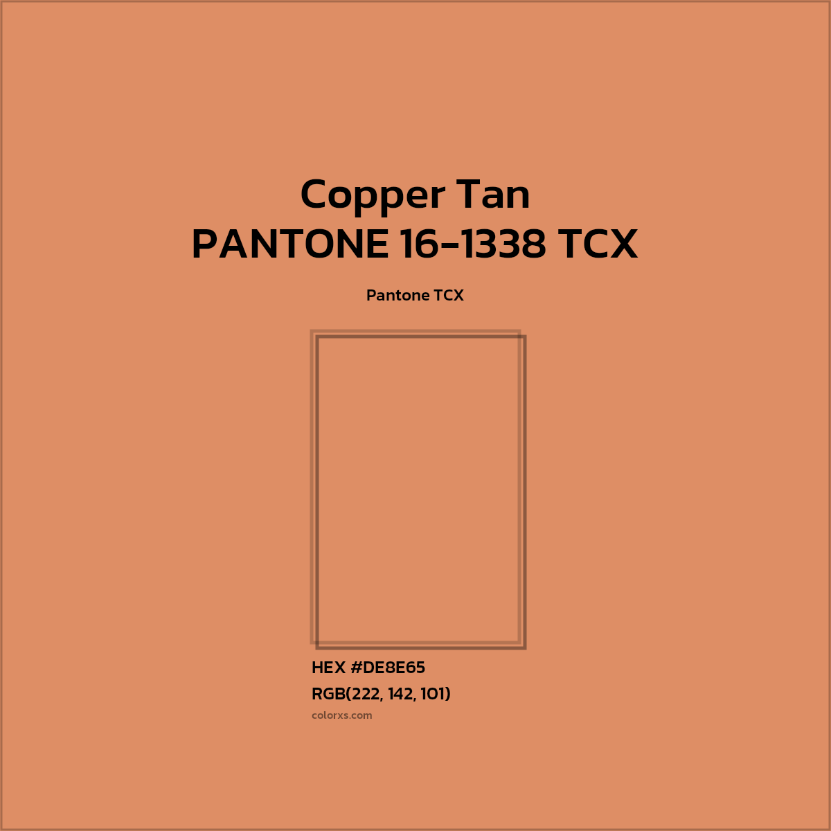 HEX #DE8E65 PANTONE 16-1338 TCX - Copper Tan CMS Pantone TCX - Color Code