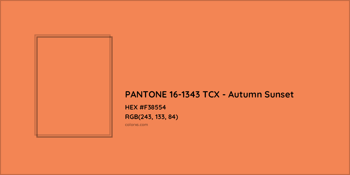 HEX #F38554 PANTONE 16-1343 TCX - Autumn Sunset CMS Pantone TCX - Color Code
