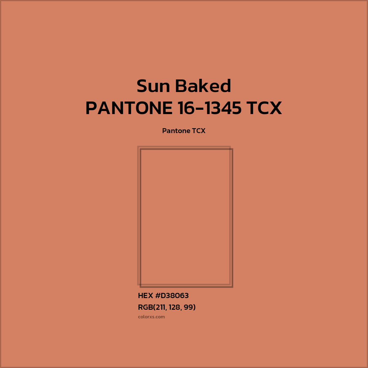 HEX #D38063 PANTONE 16-1345 TCX - Sun Baked CMS Pantone TCX - Color Code
