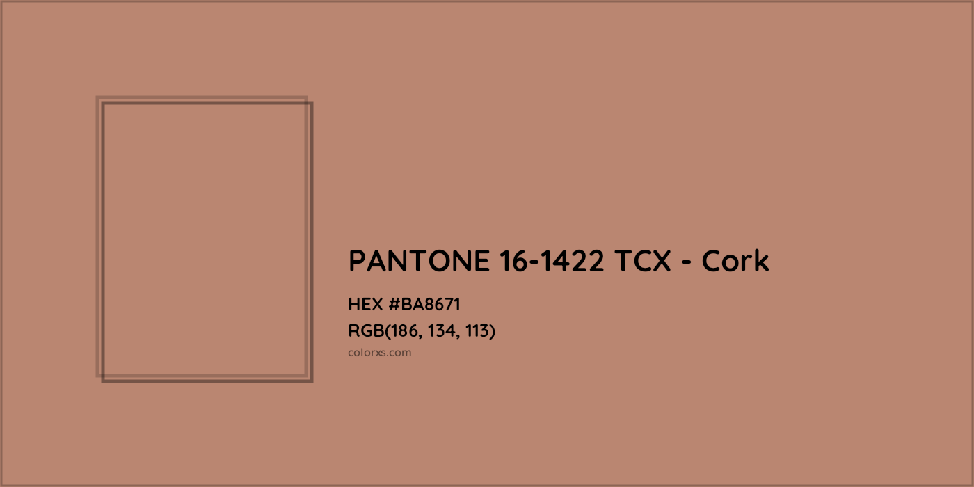 HEX #BA8671 PANTONE 16-1422 TCX - Cork CMS Pantone TCX - Color Code