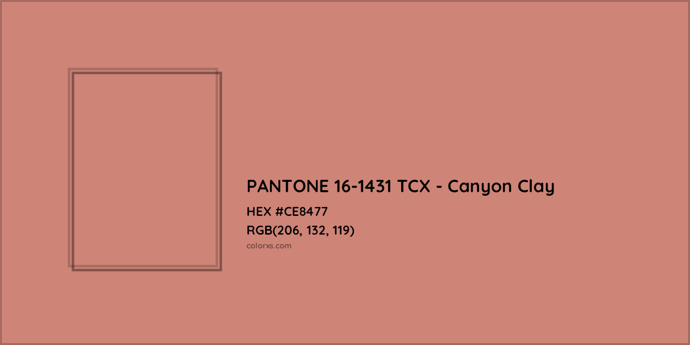 HEX #CE8477 PANTONE 16-1431 TCX - Canyon Clay CMS Pantone TCX - Color Code