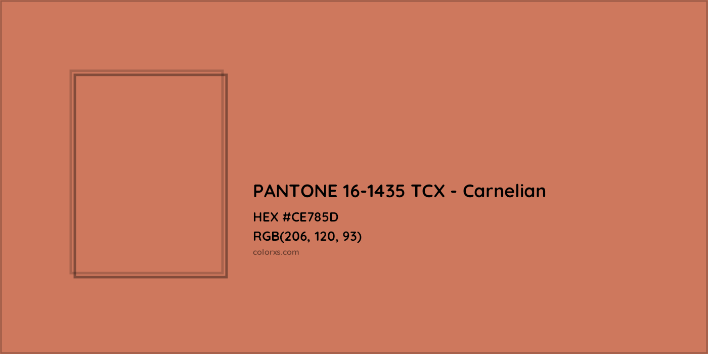 HEX #CE785D PANTONE 16-1435 TCX - Carnelian CMS Pantone TCX - Color Code