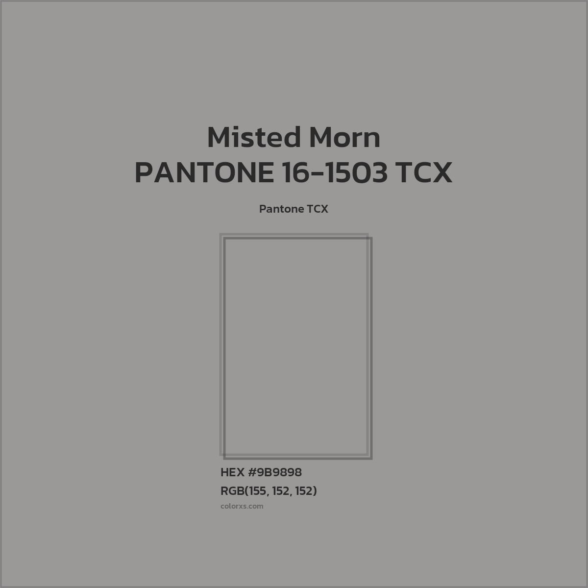 HEX #9B9898 PANTONE 16-1503 TCX - Misted Morn CMS Pantone TCX - Color Code