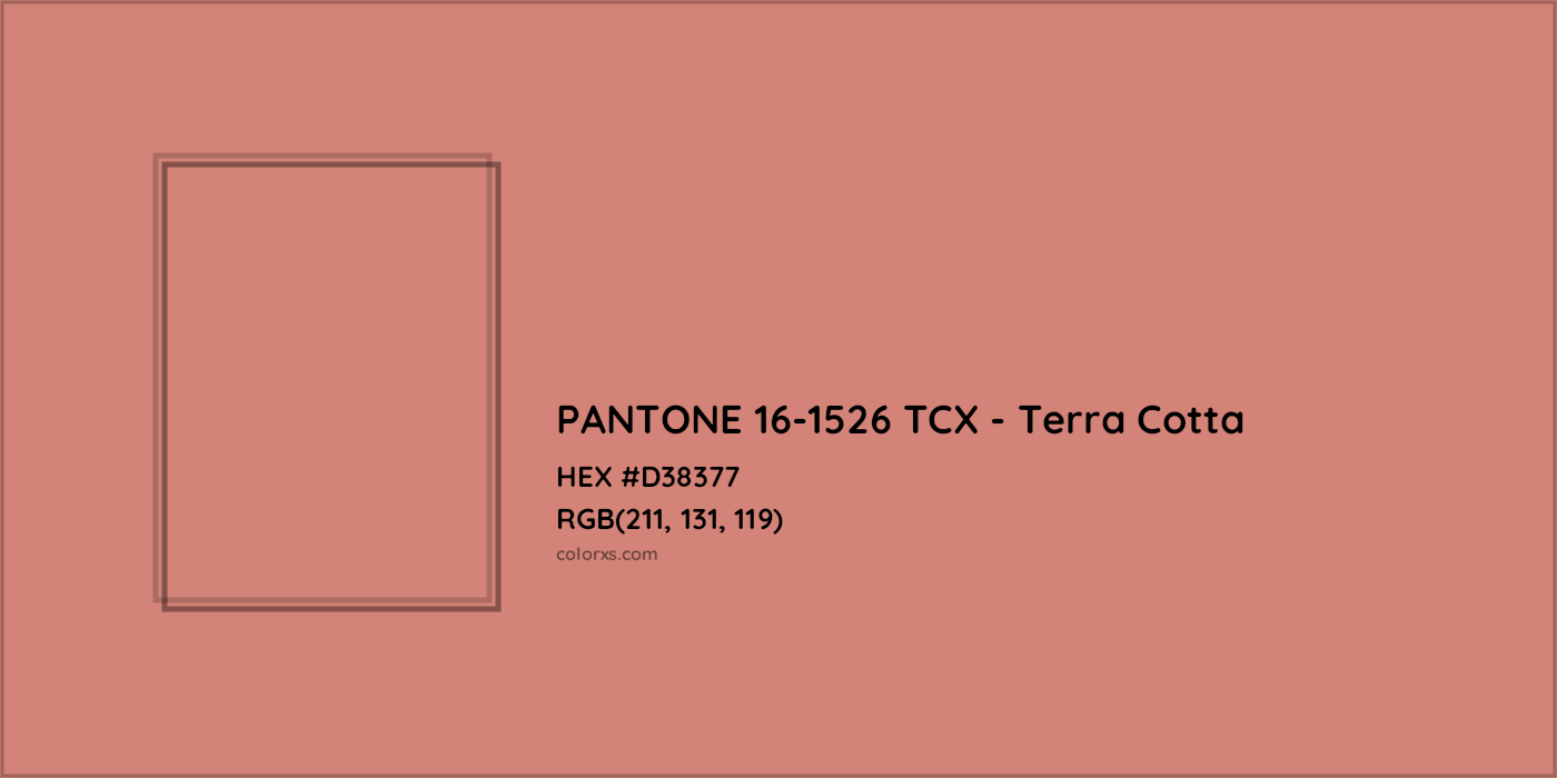HEX #D38377 PANTONE 16-1526 TCX - Terra Cotta CMS Pantone TCX - Color Code