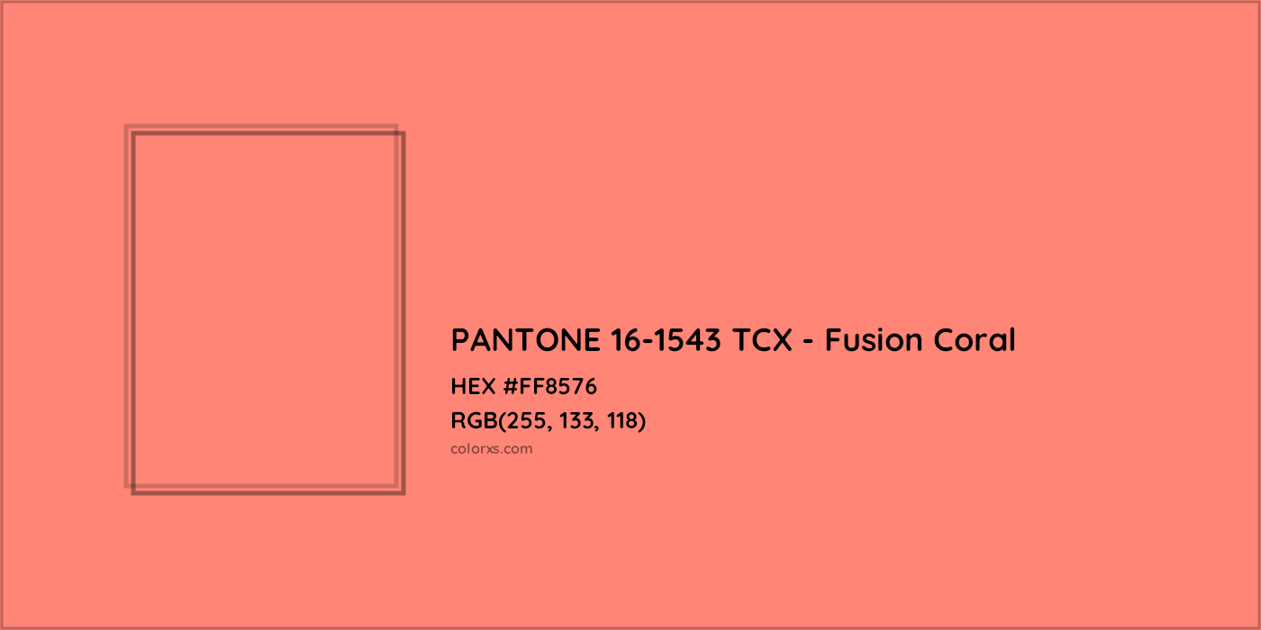 HEX #FF8576 PANTONE 16-1543 TCX - Fusion Coral CMS Pantone TCX - Color Code