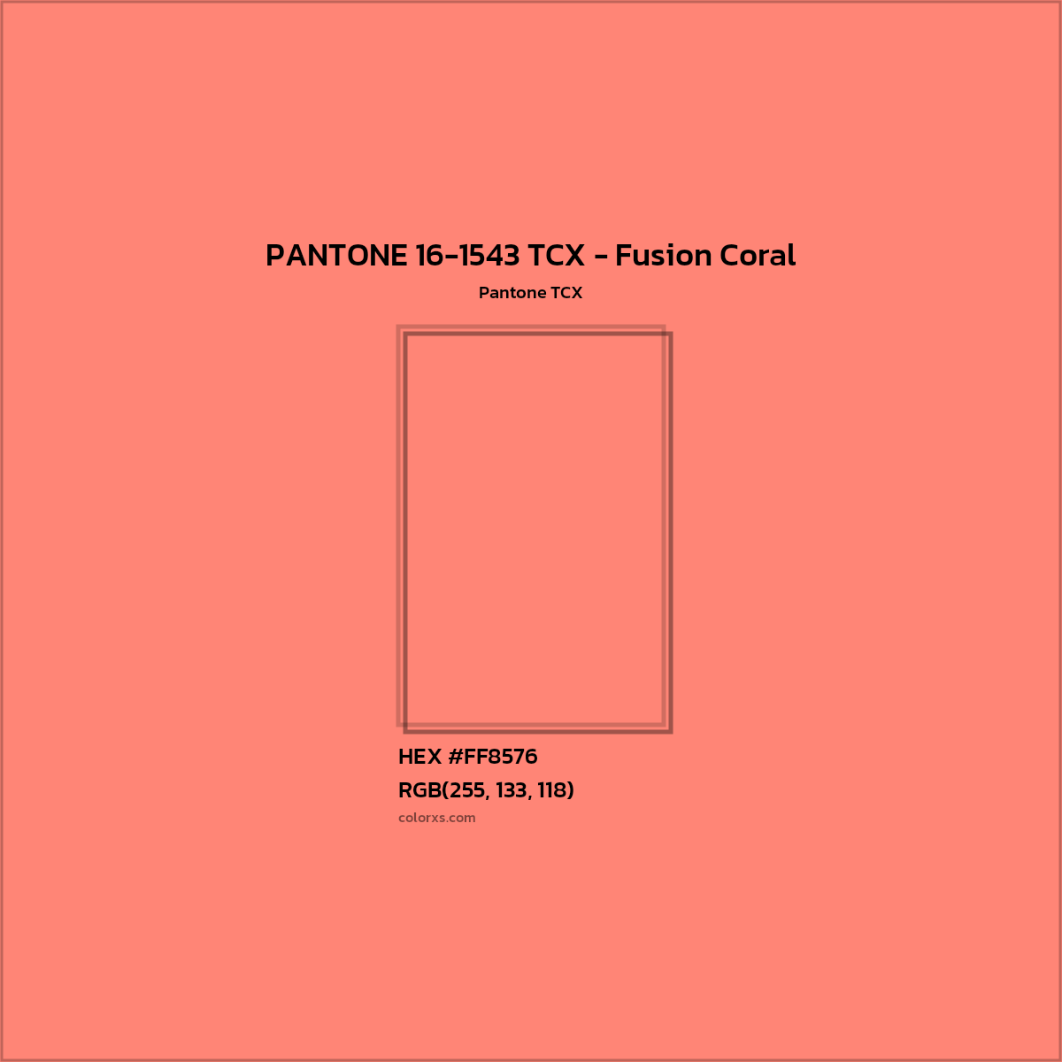 HEX #FF8576 PANTONE 16-1543 TCX - Fusion Coral CMS Pantone TCX - Color Code