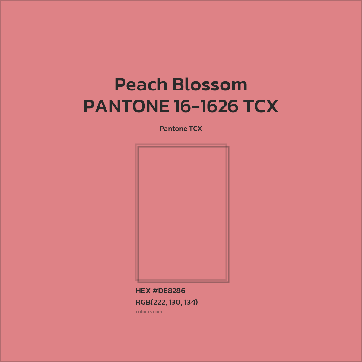 HEX #DE8286 PANTONE 16-1626 TCX - Peach Blossom CMS Pantone TCX - Color Code