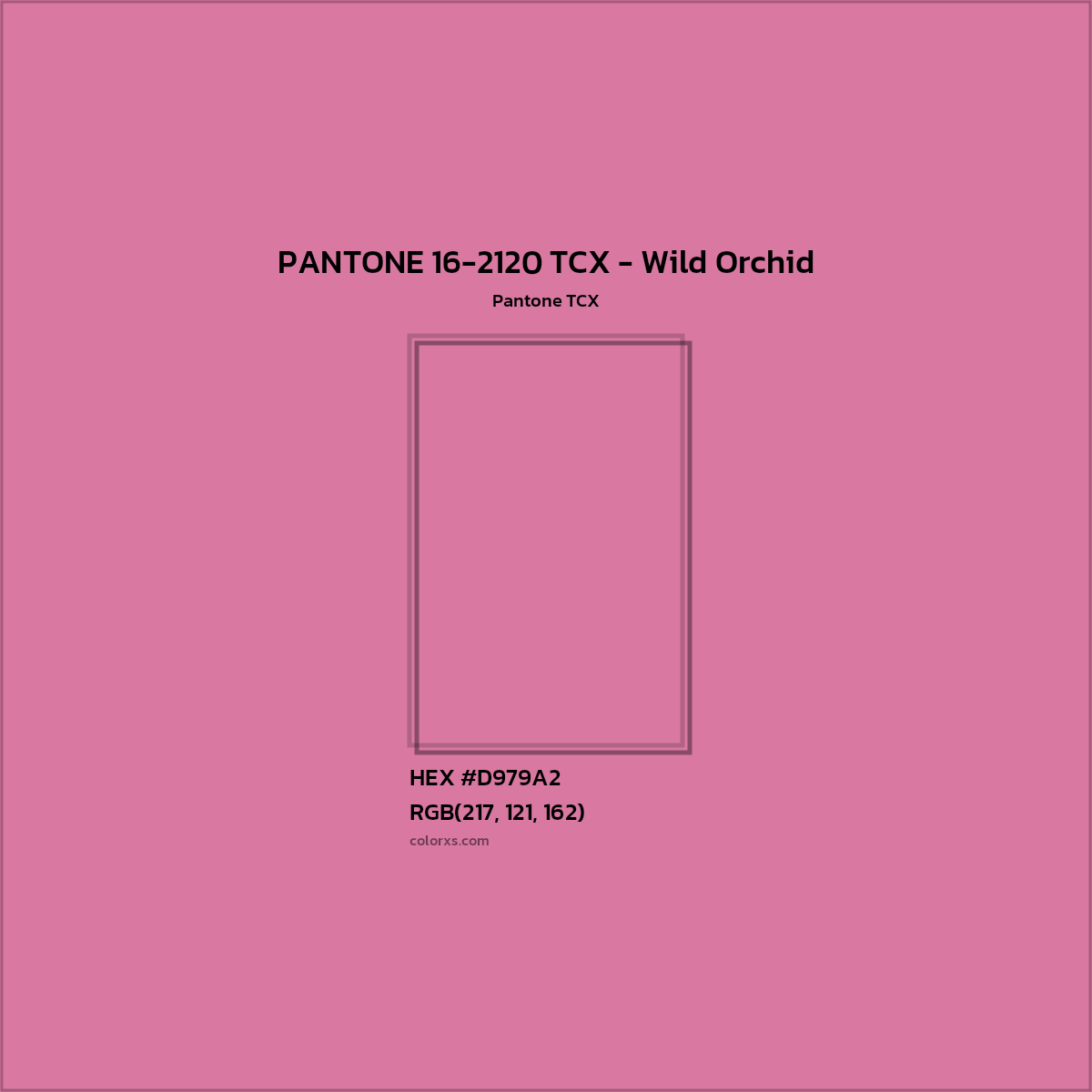 HEX #D979A2 PANTONE 16-2120 TCX - Wild Orchid CMS Pantone TCX - Color Code