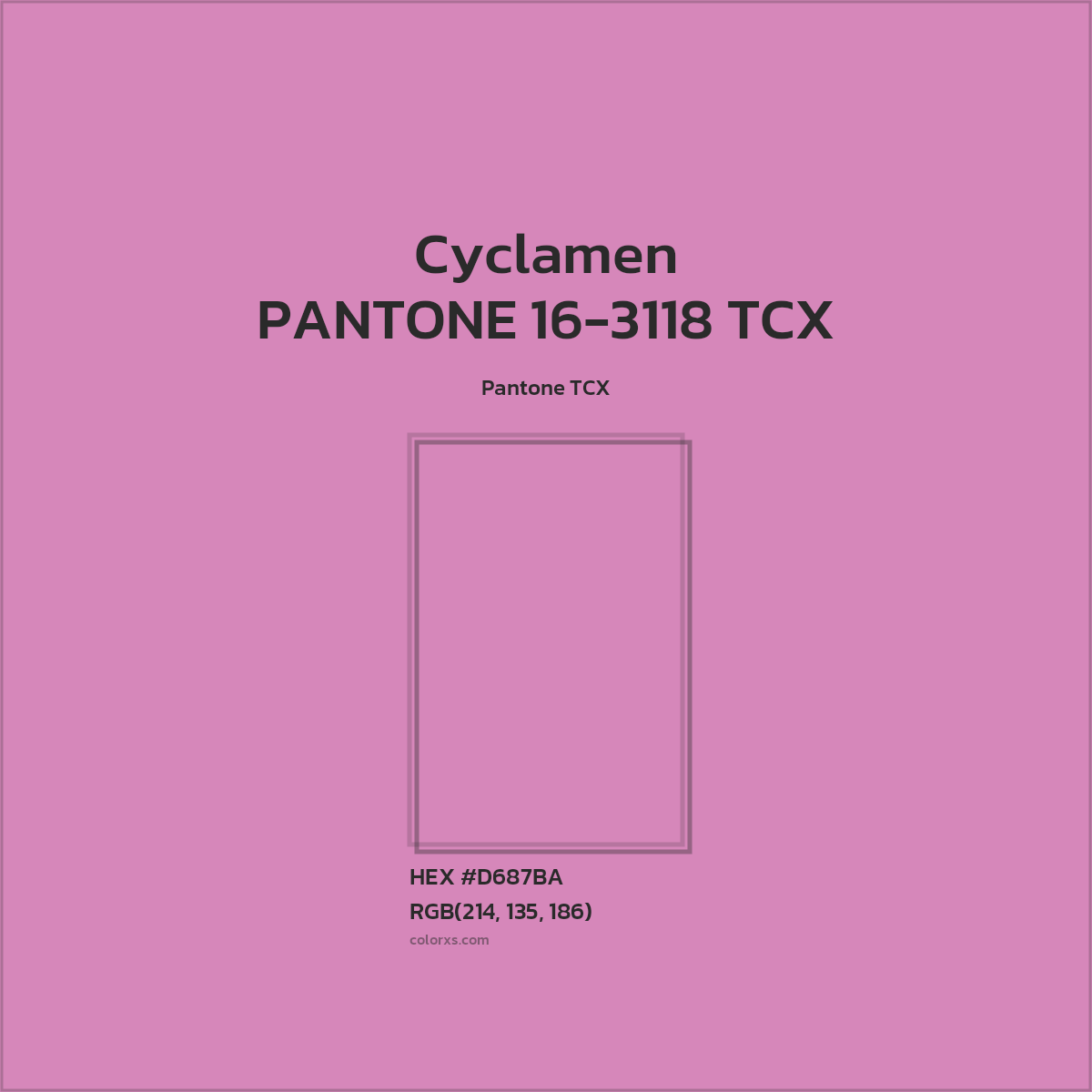 HEX #D687BA PANTONE 16-3118 TCX - Cyclamen CMS Pantone TCX - Color Code