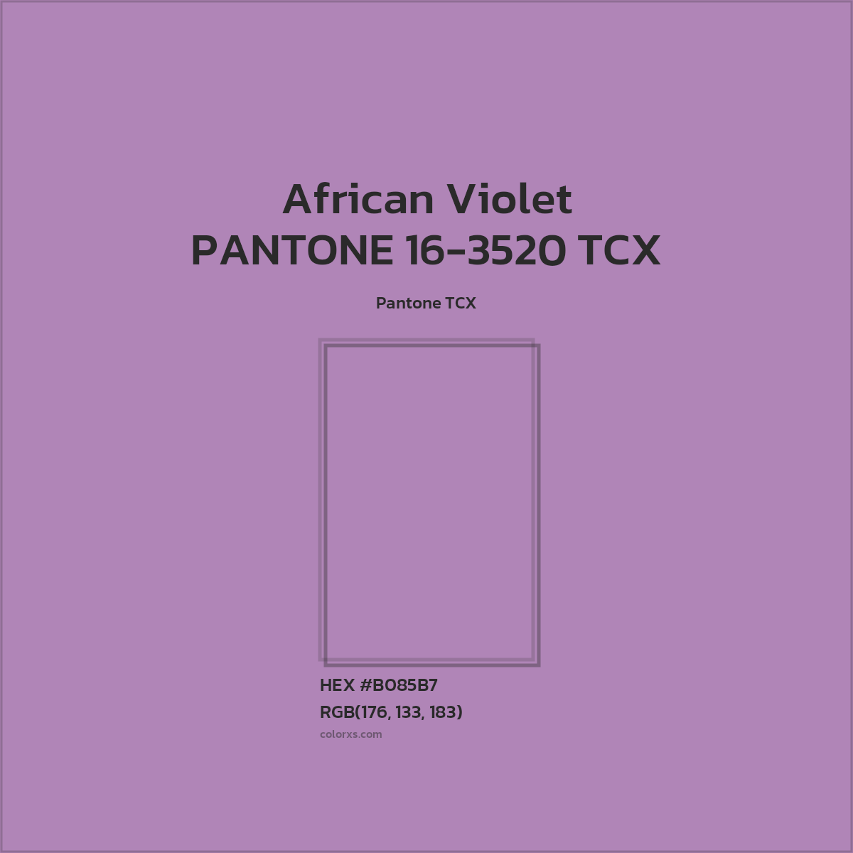 HEX #B085B7 PANTONE 16-3520 TCX - African Violet CMS Pantone TCX - Color Code