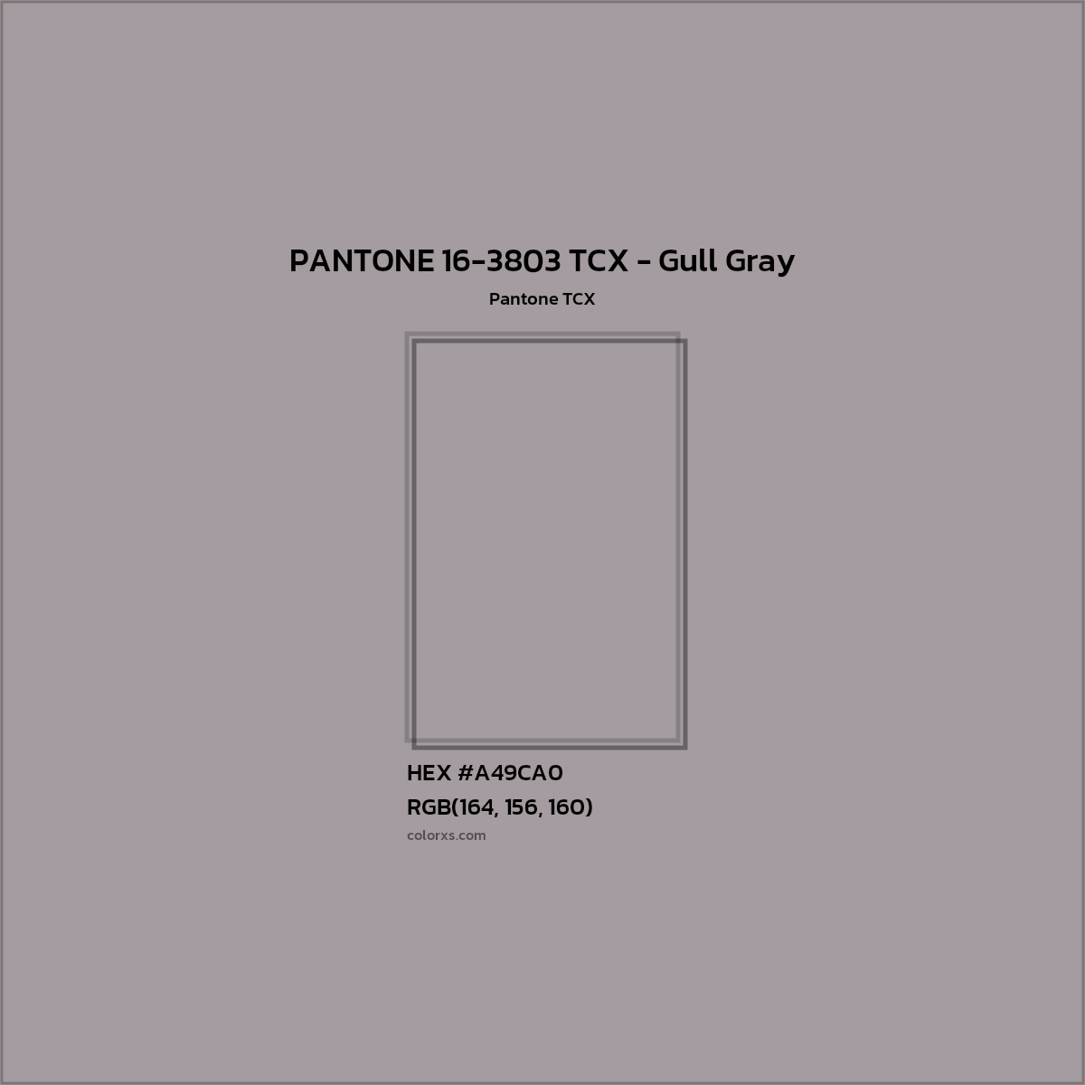 HEX #A49CA0 PANTONE 16-3803 TCX - Gull Gray CMS Pantone TCX - Color Code