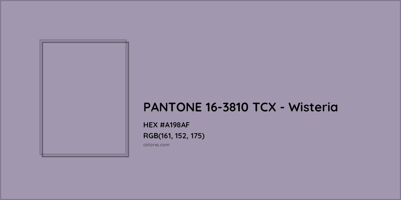HEX #A198AF PANTONE 16-3810 TCX - Wisteria CMS Pantone TCX - Color Code