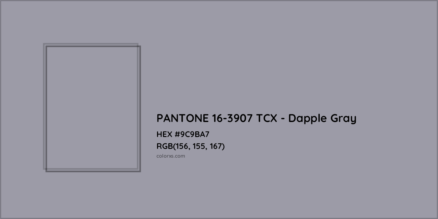 HEX #9C9BA7 PANTONE 16-3907 TCX - Dapple Gray CMS Pantone TCX - Color Code