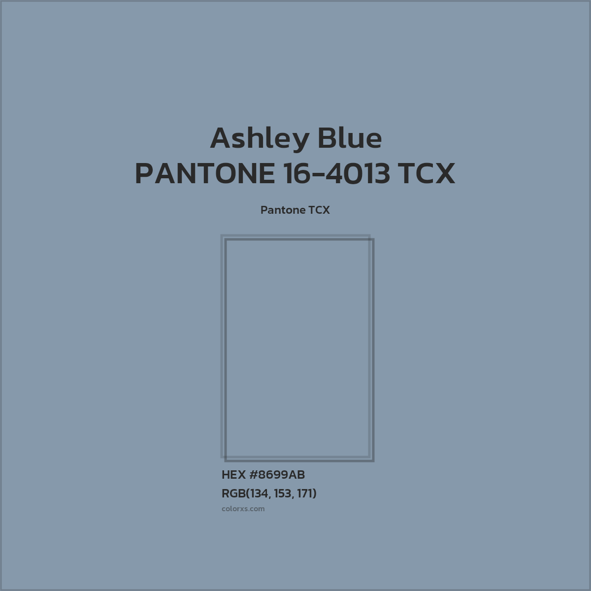 HEX #8699AB PANTONE 16-4013 TCX - Ashley Blue CMS Pantone TCX - Color Code