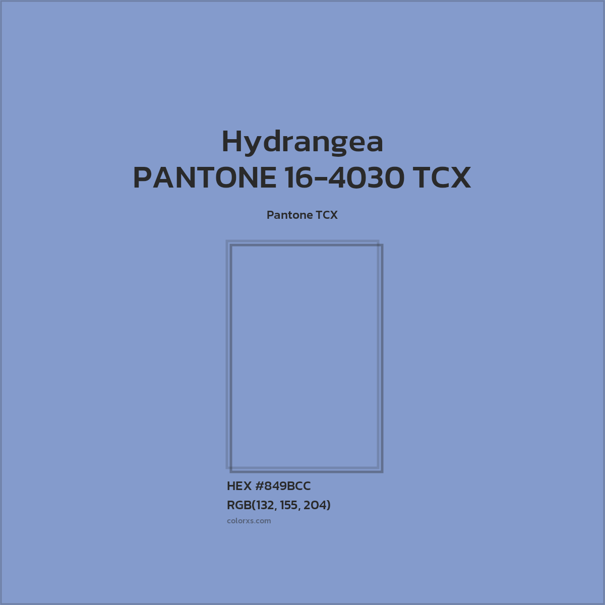 HEX #849BCC PANTONE 16-4030 TCX - Hydrangea CMS Pantone TCX - Color Code