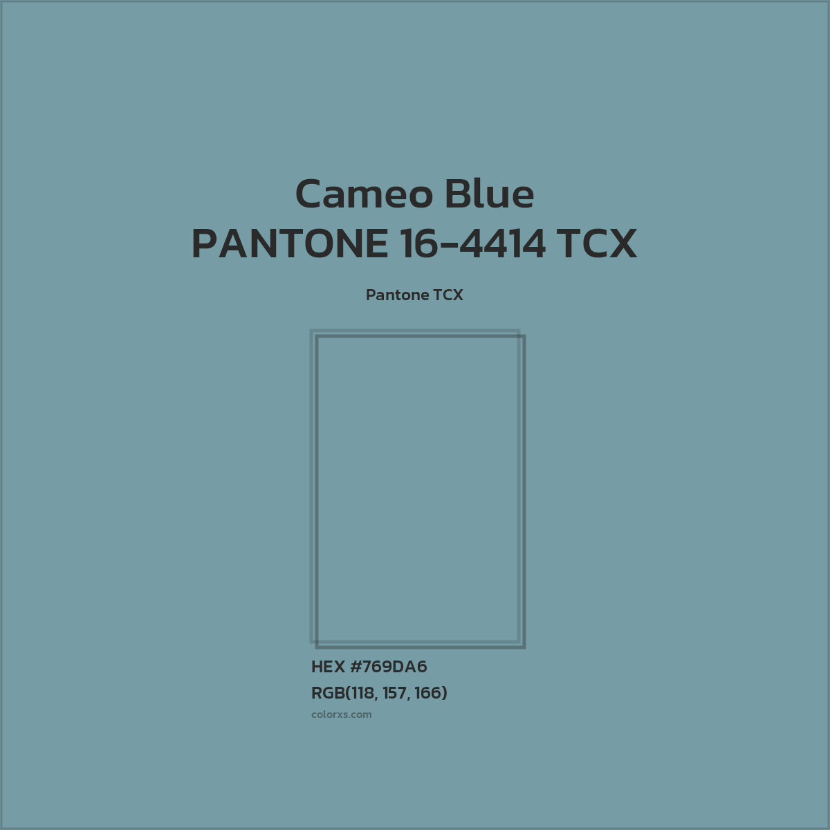HEX #769DA6 PANTONE 16-4414 TCX - Cameo Blue CMS Pantone TCX - Color Code