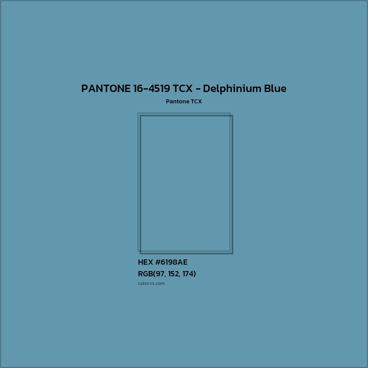 HEX #6198AE PANTONE 16-4519 TCX - Delphinium Blue CMS Pantone TCX - Color Code