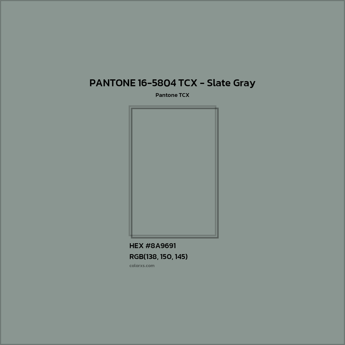 HEX #8A9691 PANTONE 16-5804 TCX - Slate Gray CMS Pantone TCX - Color Code