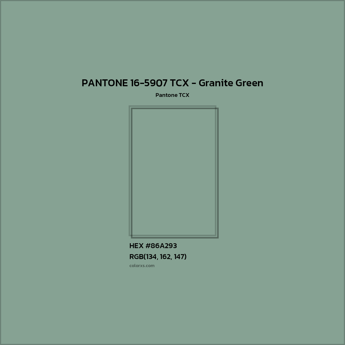 HEX #86A293 PANTONE 16-5907 TCX - Granite Green CMS Pantone TCX - Color Code