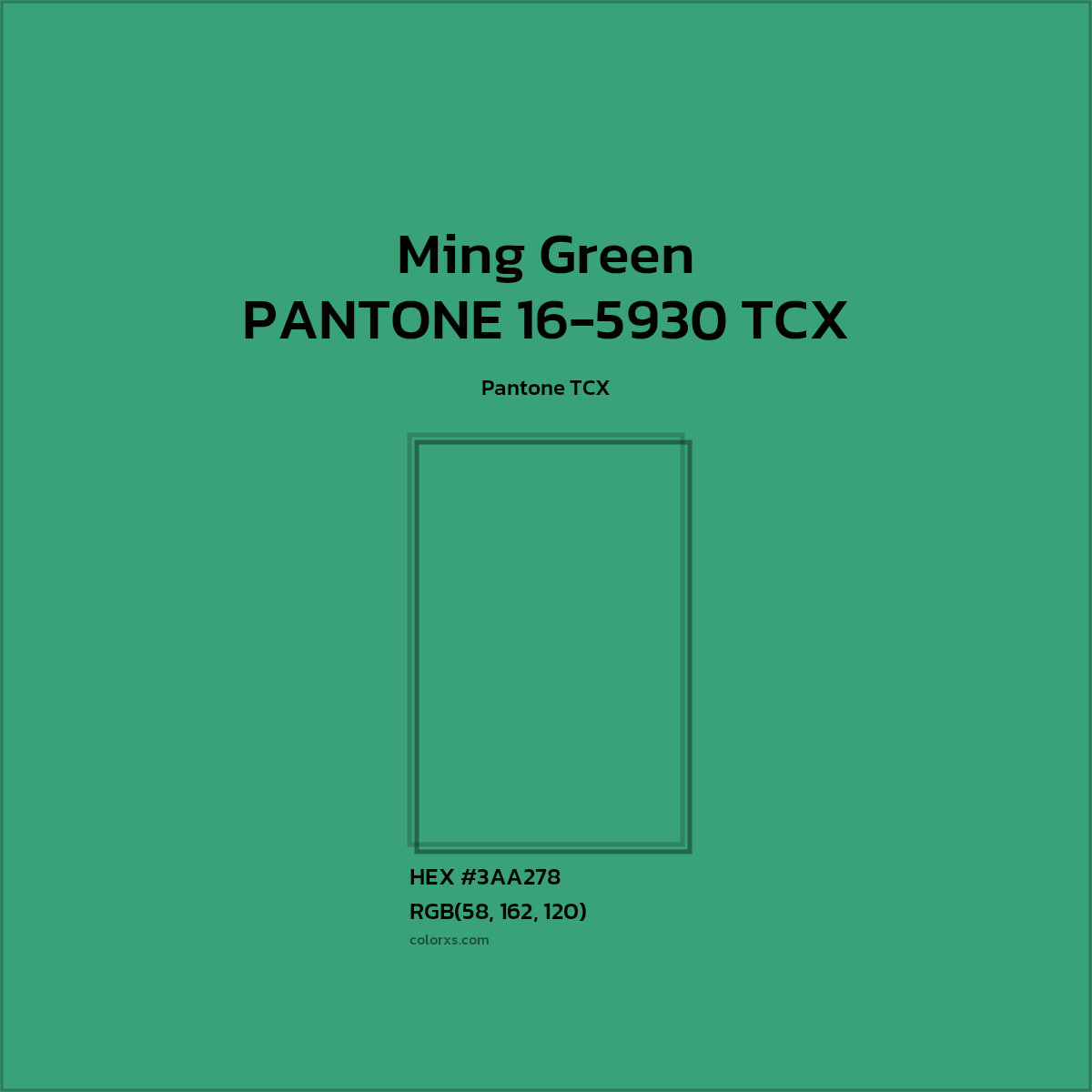 HEX #3AA278 PANTONE 16-5930 TCX - Ming Green CMS Pantone TCX - Color Code