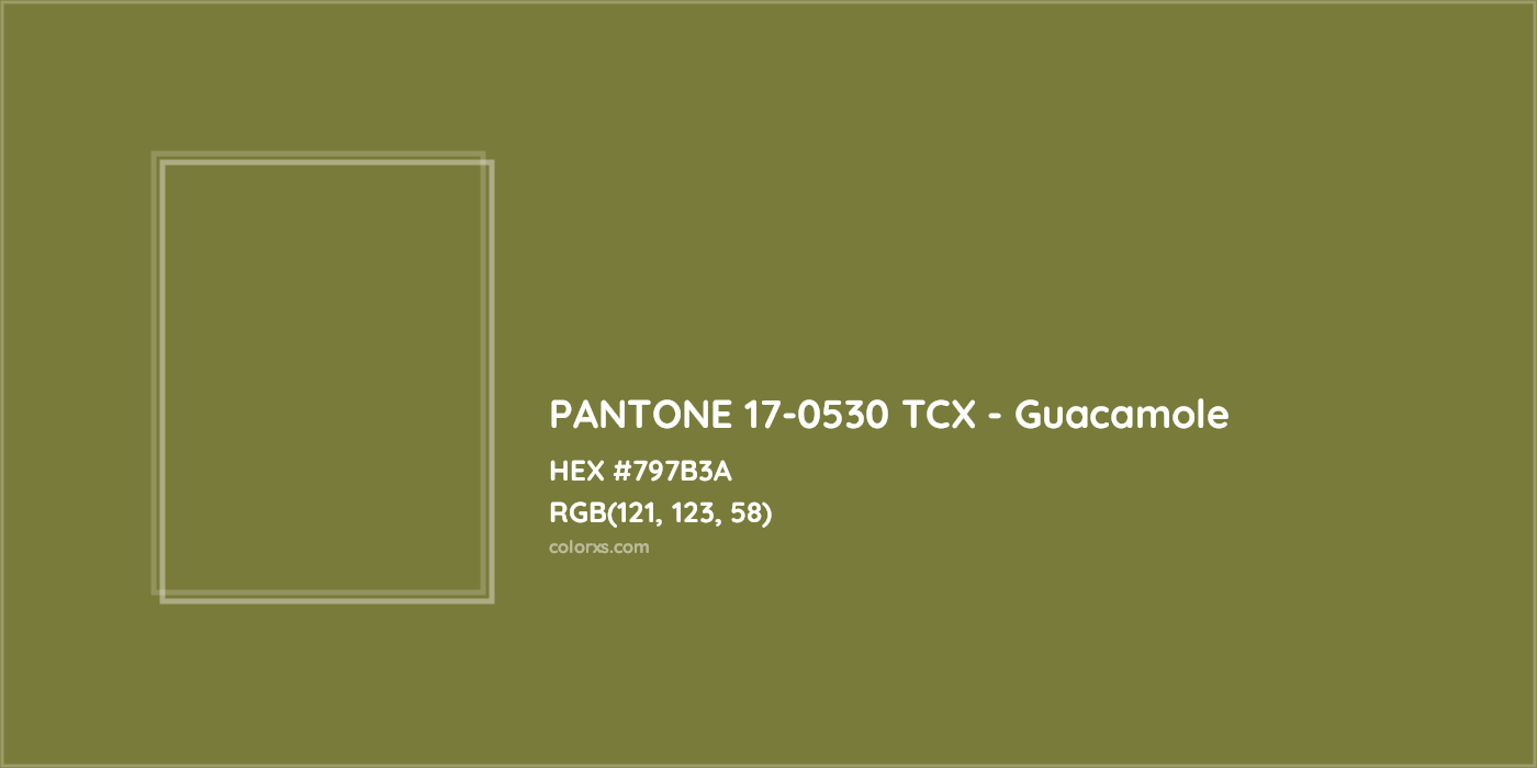 HEX #797B3A PANTONE 17-0530 TCX - Guacamole CMS Pantone TCX - Color Code