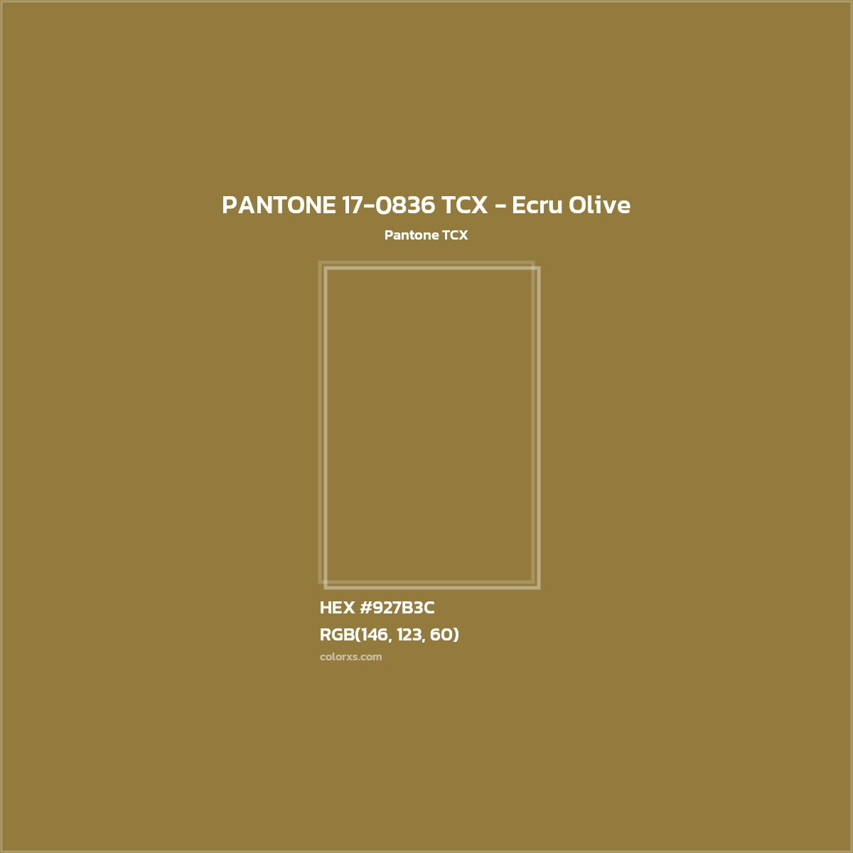 HEX #927B3C PANTONE 17-0836 TCX - Ecru Olive CMS Pantone TCX - Color Code