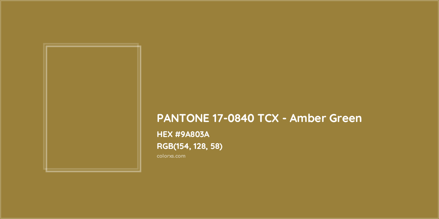 HEX #9A803A PANTONE 17-0840 TCX - Amber Green CMS Pantone TCX - Color Code