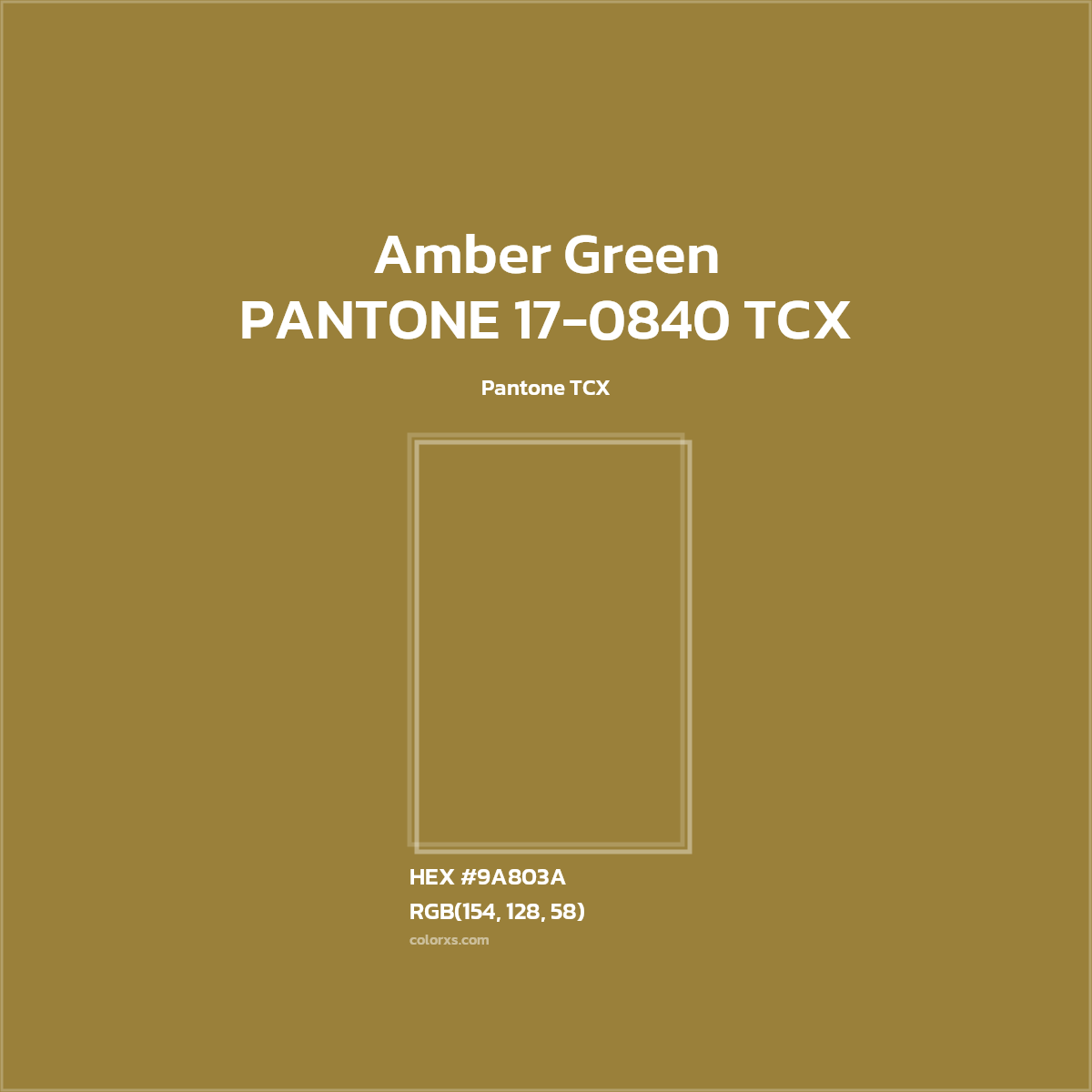 HEX #9A803A PANTONE 17-0840 TCX - Amber Green CMS Pantone TCX - Color Code