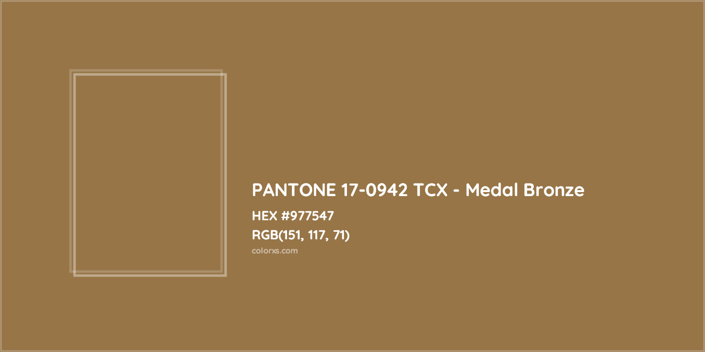 HEX #977547 PANTONE 17-0942 TCX - Medal Bronze CMS Pantone TCX - Color Code