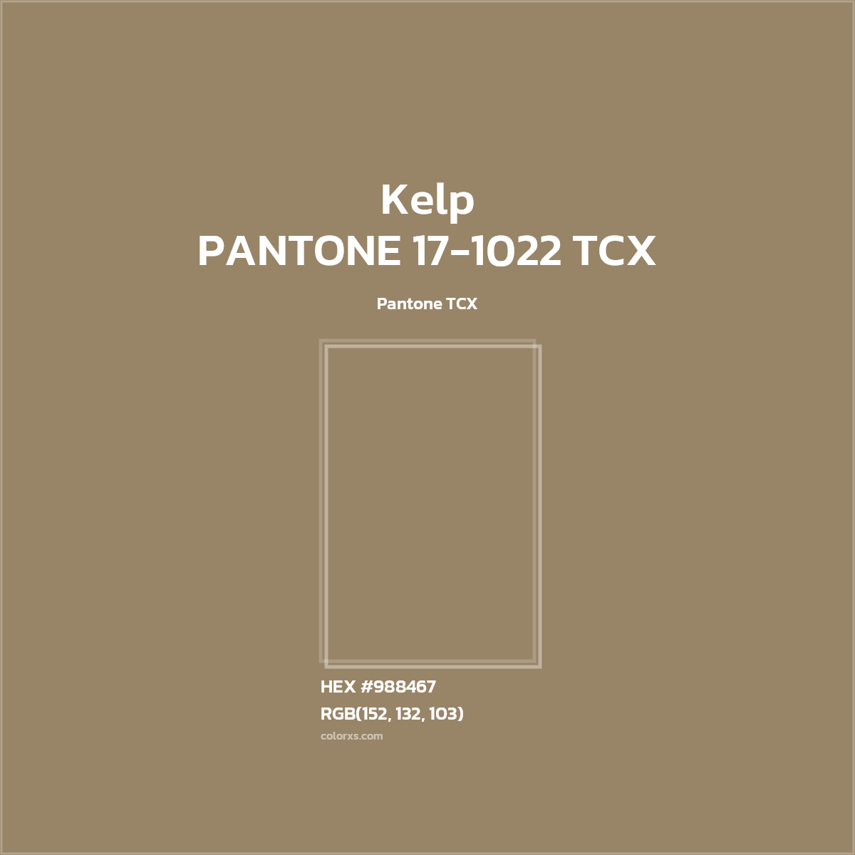 HEX #988467 PANTONE 17-1022 TCX - Kelp CMS Pantone TCX - Color Code