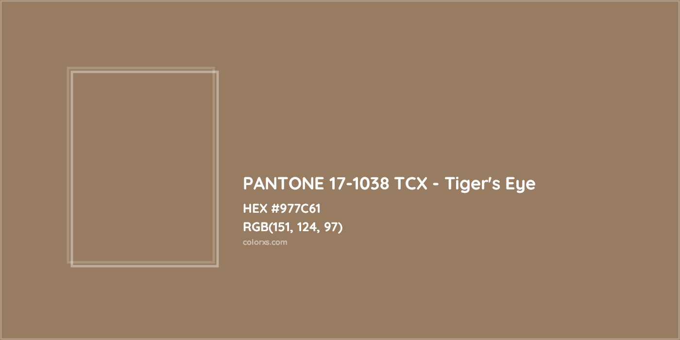 HEX #977C61 PANTONE 17-1038 TCX - Tiger's Eye CMS Pantone TCX - Color Code
