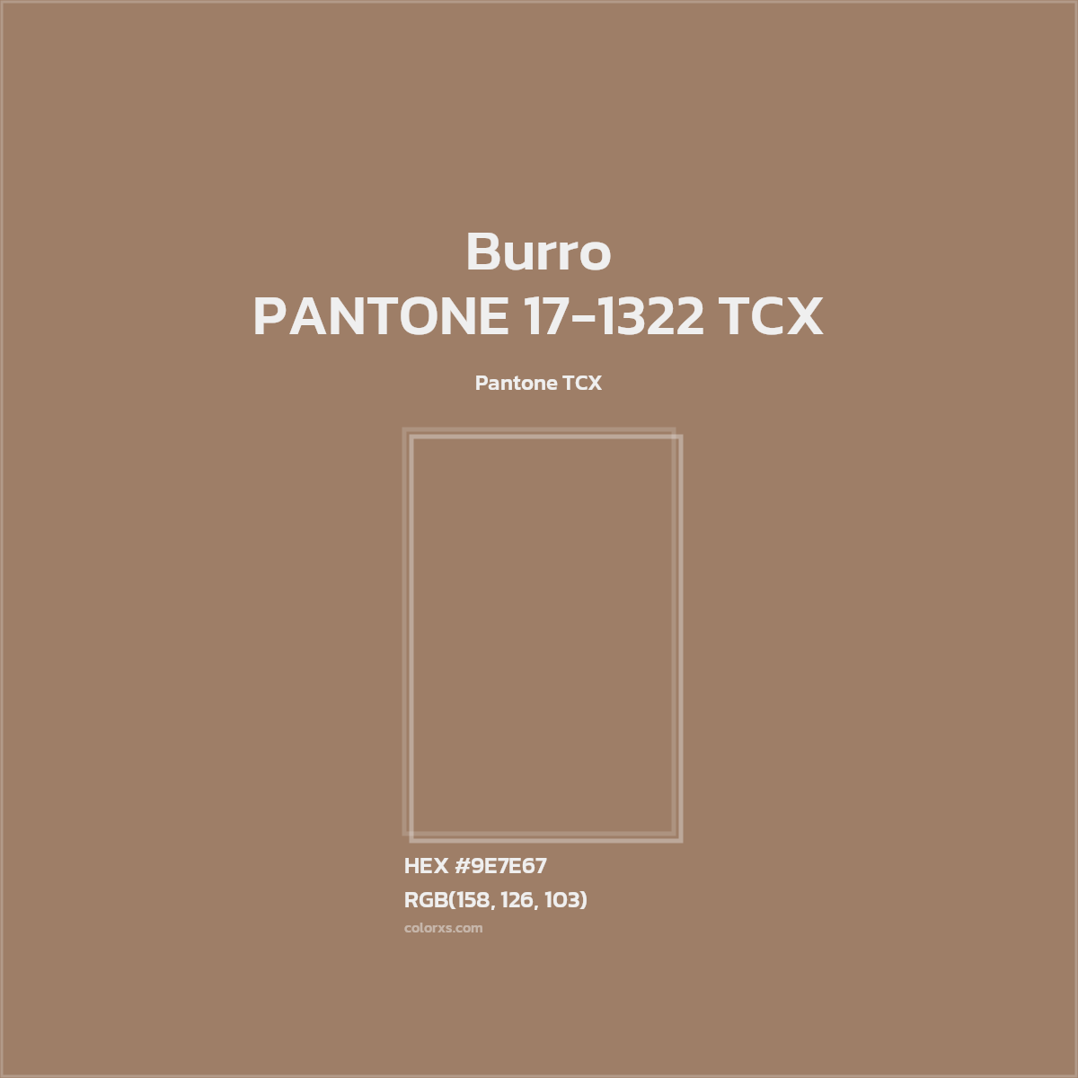 HEX #9E7E67 PANTONE 17-1322 TCX - Burro CMS Pantone TCX - Color Code